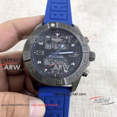 Perfect Replica Breitling Exospace Black Case Watch Blue Rubber Strap